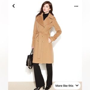 Final SALE！Like New Anne Klein Women's Double-Breasted Cashmere Wool-Blend Coat